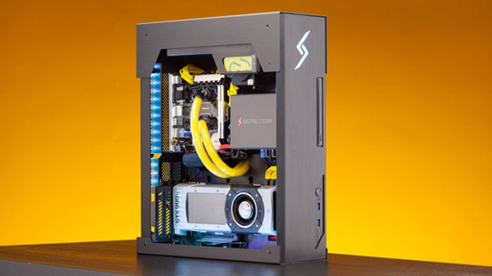 Digital storms bolt 3 gamign rig features a full glass panel