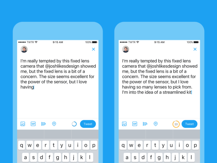 Twitter users divided 280 character limit