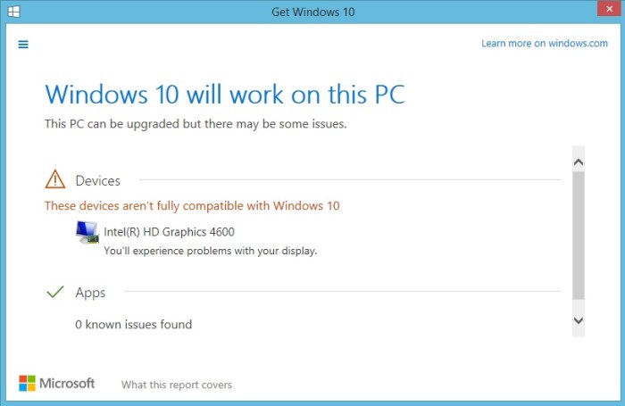 Intel not optimistic windows 10