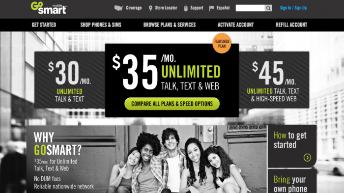 T mobile prepaid brand gosmart offers unlimited facebook access without a data plan