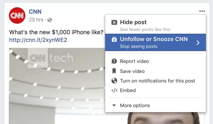 Facebook snooze button temporarily mute friends