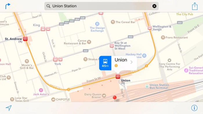 Ios 9 transit maps limited