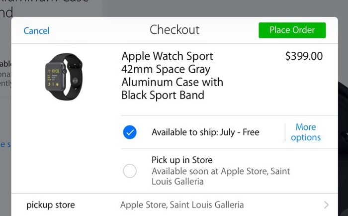 In store apple watch pickup coming soon