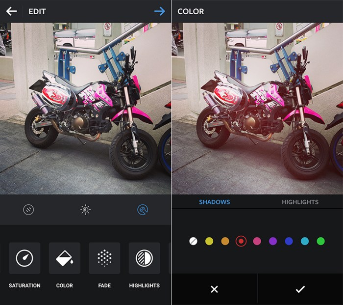 Color and fade tools arrive on instagram for android