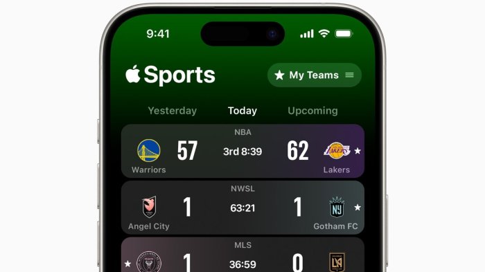 Apple launches a new app for tracking sports scores