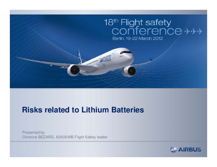 Aviation safety warn travellers li ion batteries