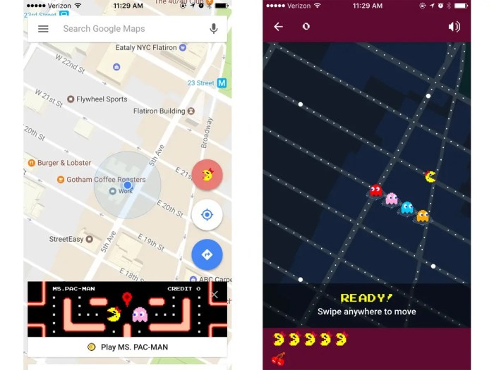 Google maps pays homage to pac man