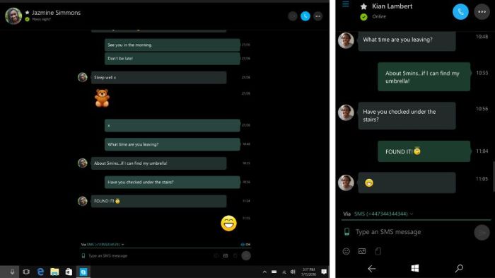 Skype for pc lets windows insiders send text messages