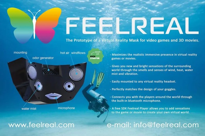 The feelreal adds smells and vibrations to the oculus rift