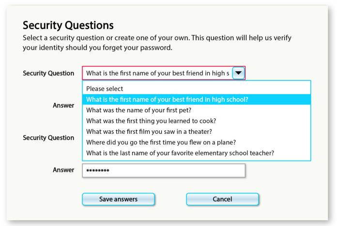 Security questions not secure