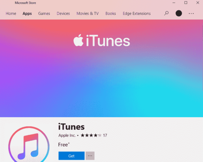 Itunes not available windows 10 store