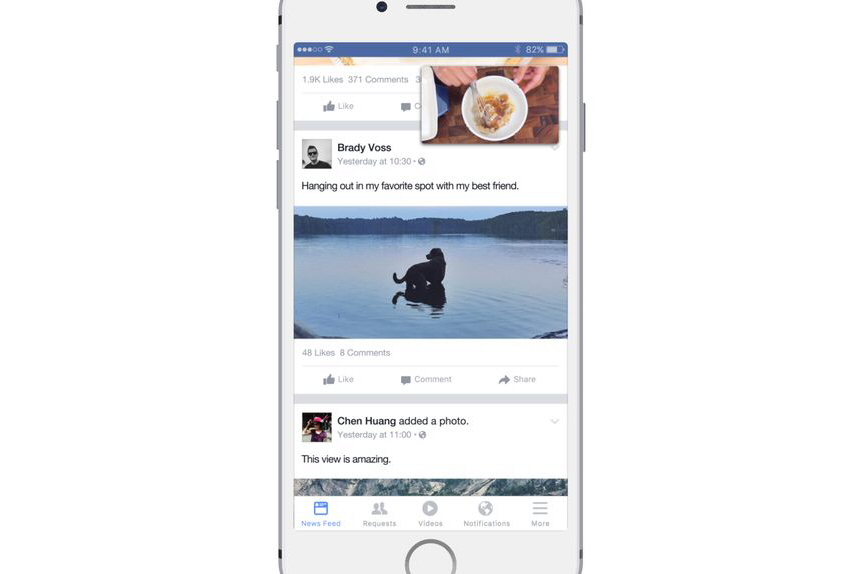 Facebook promote video prominently inside news feed