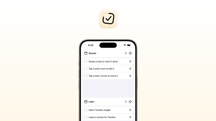 Twodos is a simple to do app that doesnt remind you of your tasks