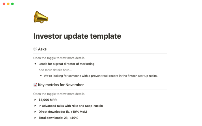 How to write your monthly investor update