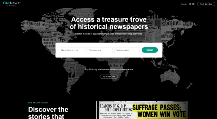 Myheritage launches oldnews com a website with access to millions of historical newspaper pages