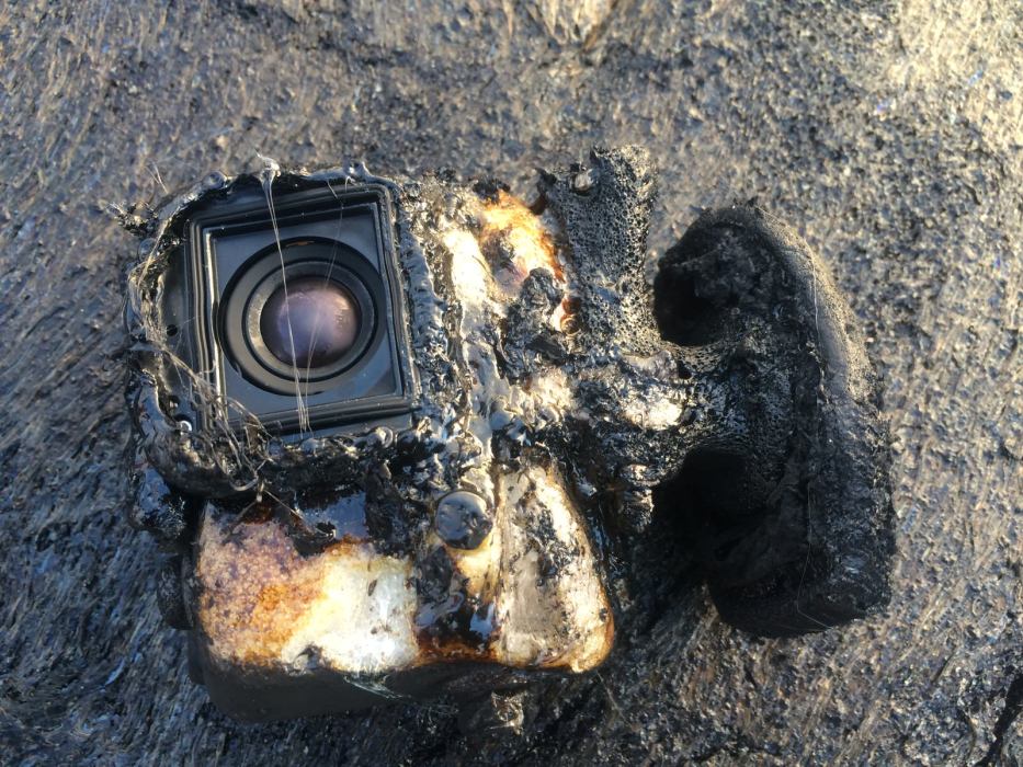 Gopro covered by lava survives