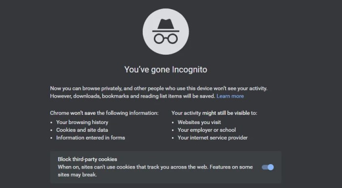 Chrome incognito android not discreet