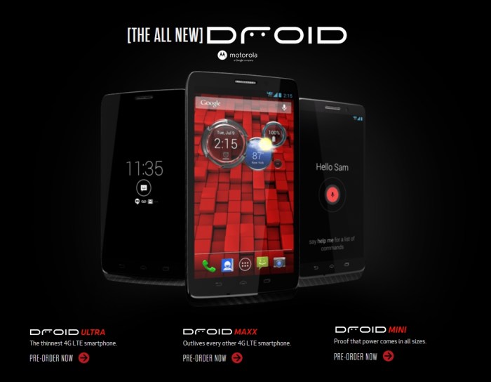 Droid maxx ultra and mini receive new software update