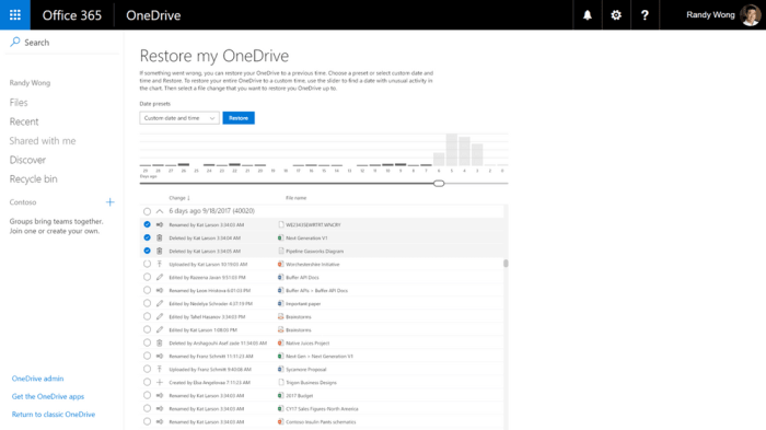 Onedrive file restore feature due soon