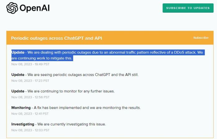 Openai blames ddos attack for ongoing chatgpt outage