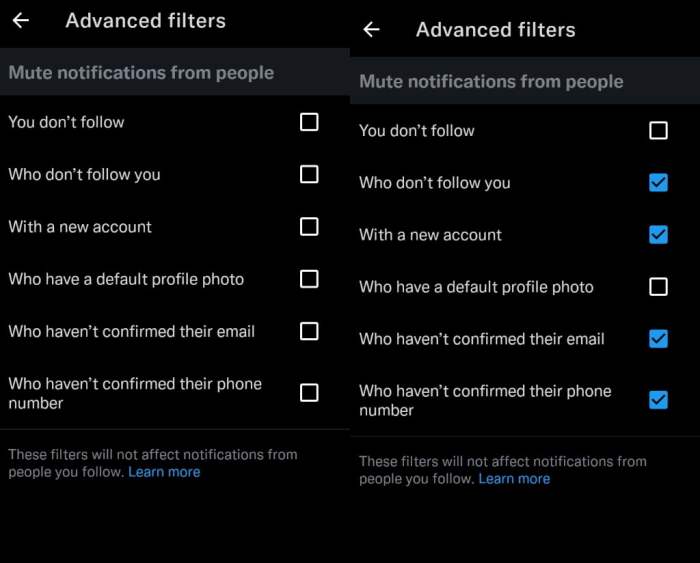 Twitter new notification filters