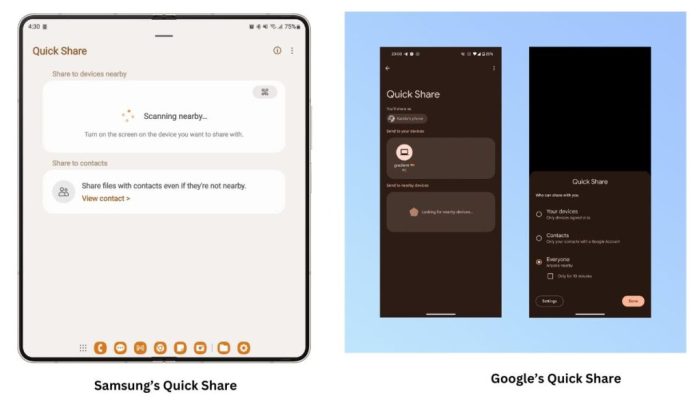 Google and samsung are merging nearby share and quick share into a single sharing solution