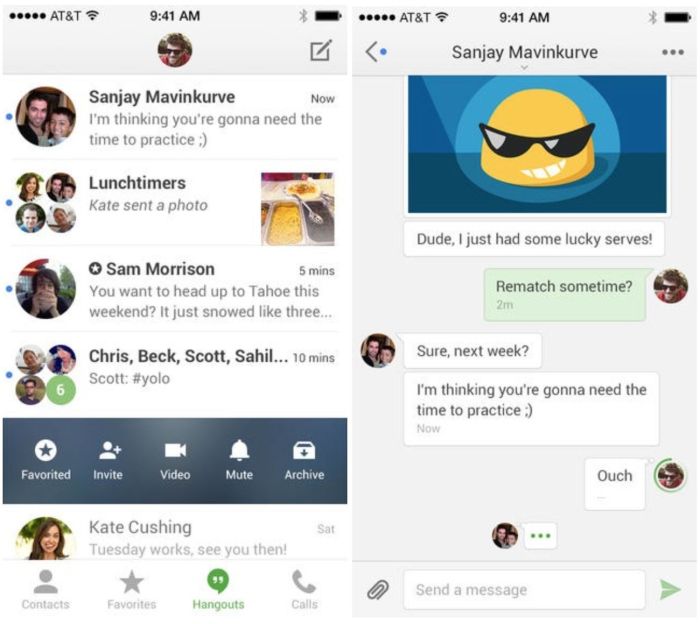 Google hangouts app updated for ios 7