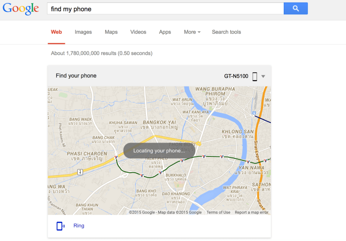 Cant find your phone google it