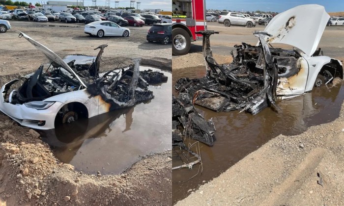 Tesla model s reportedly catches fire during test drive