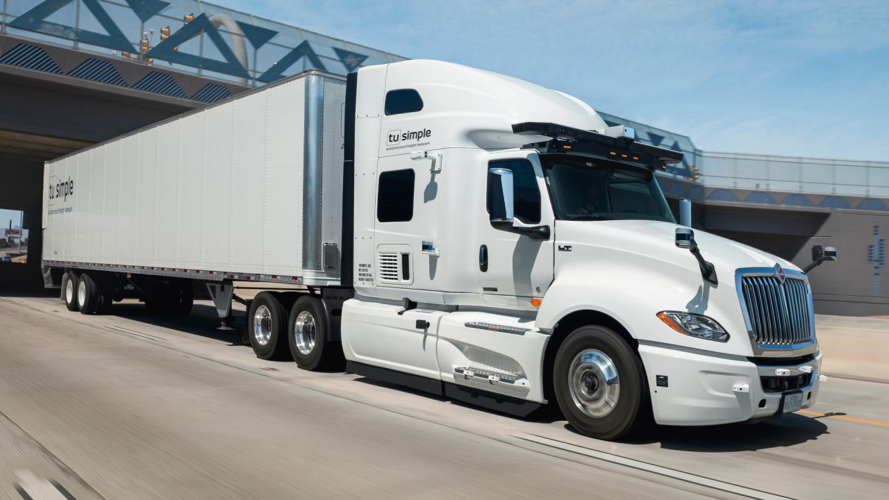 Tusimple auction self driving big rigs trucks exit