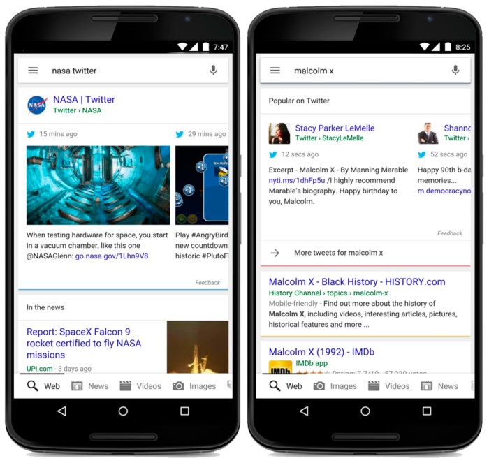 Google search now delivers tweets