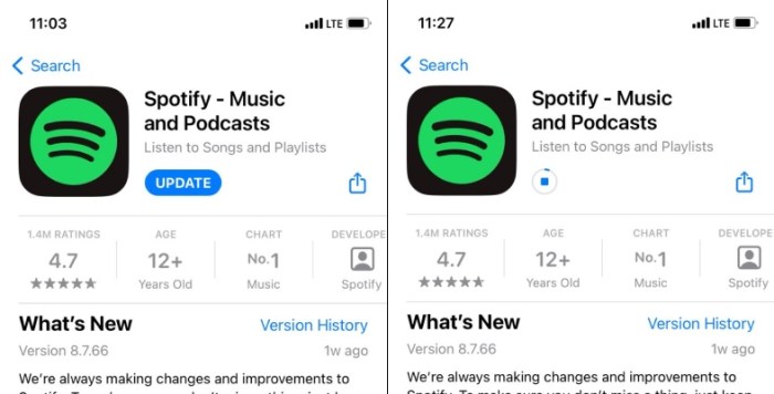 Spotify submits an update to show pricing information to ios users in eu