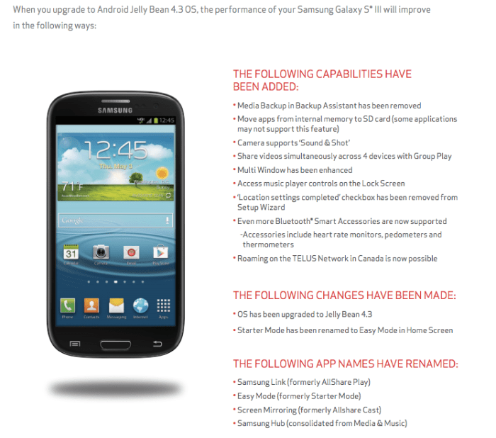 Verizon galaxy s3 gets android 4 3 update