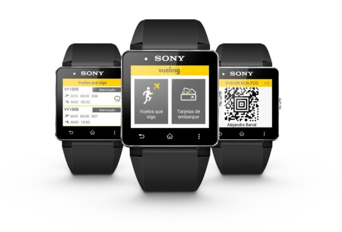 Vueling boarding passes on sony smartwatch