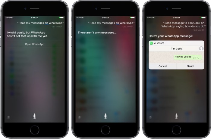 Siri send read whatsapp messages