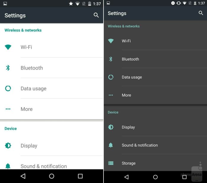 Android m settings theme