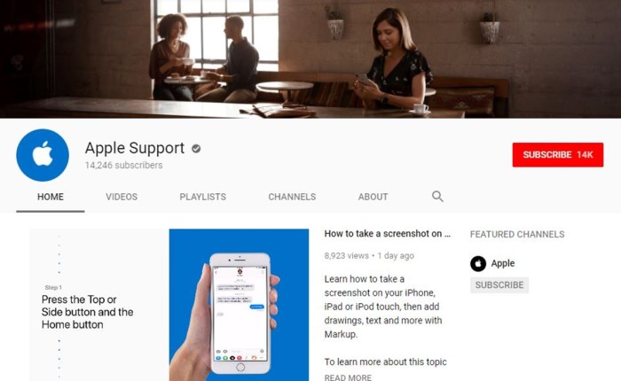 Apple support via youtube