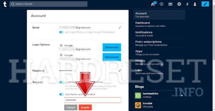 Tumblr adds two factor authentication