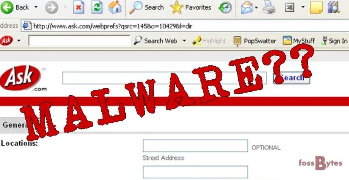 Microsoft brands ask toolbar as malware