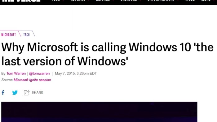 Microsoft is calling windows 10 the last version of windows