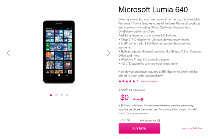 Lumia 640 release date for t mobile revealed