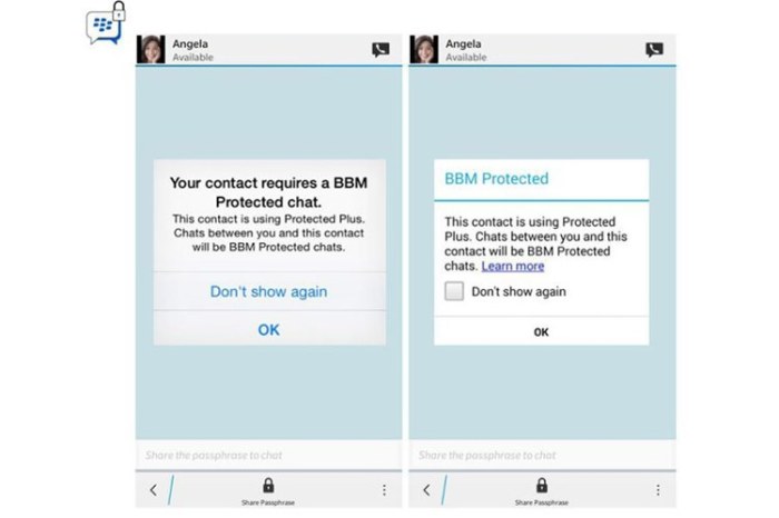 Bbm protected now works with ios and android