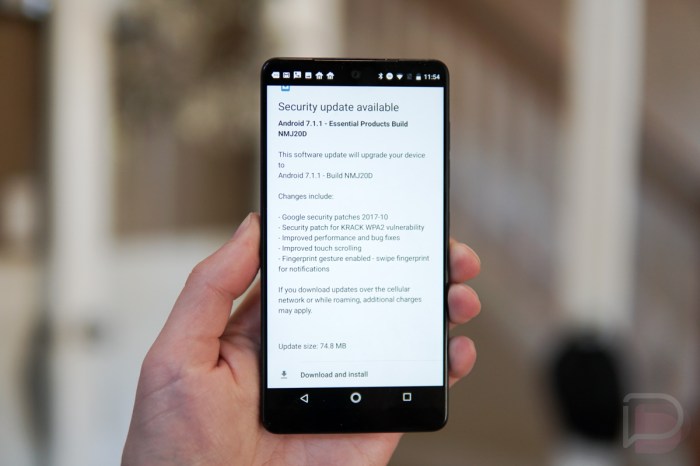 Essential phone update fingerprint gestures