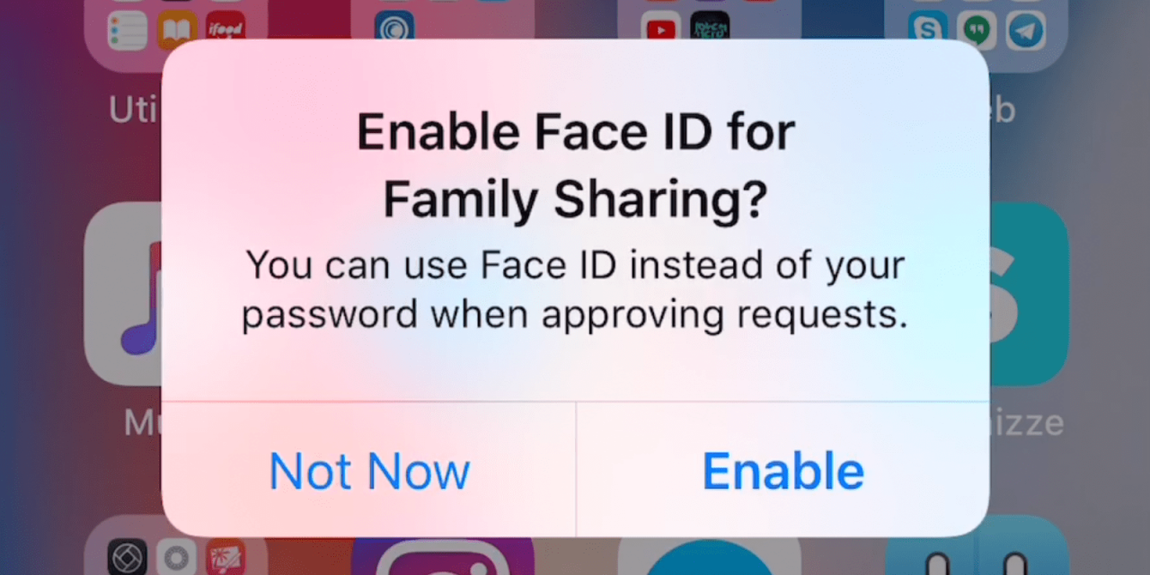 Face id cant authorize family purchases