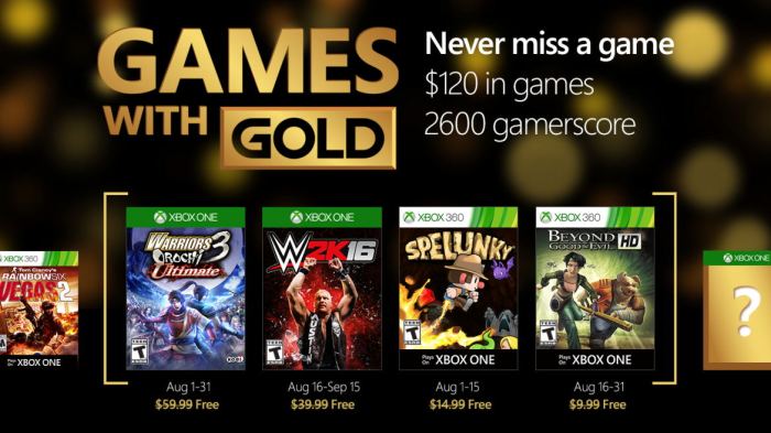 Xbox live games with gold september 2016 confirmed