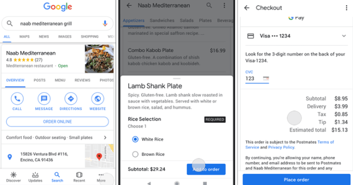 Google integrates food ordering into its search results