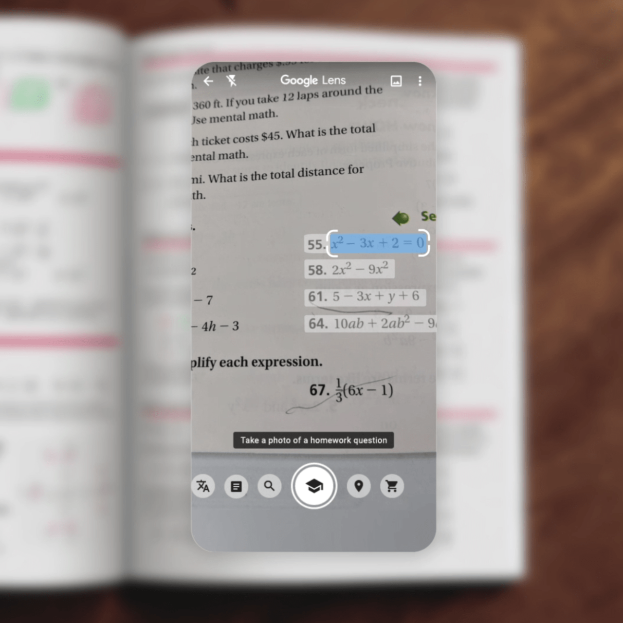 Google search update math solver lens