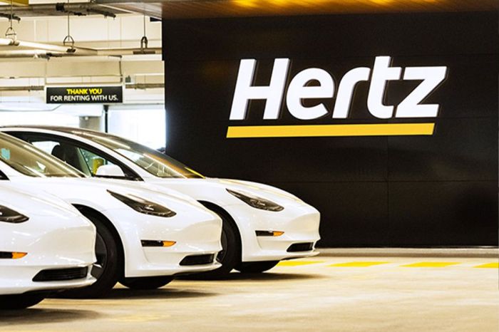 Hertz sell evs tesla fleet gm polestar gas