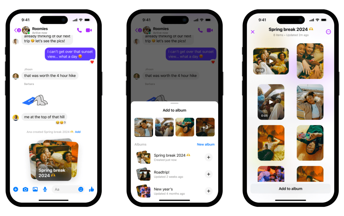 Messenger create shared albums send hd photos share larger files