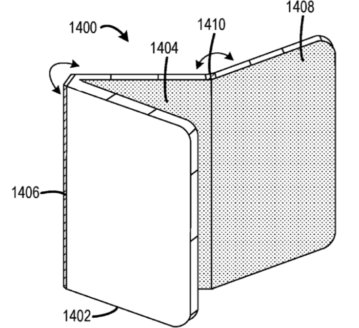 Hinged dual screen patent from microsoft most probably courier related